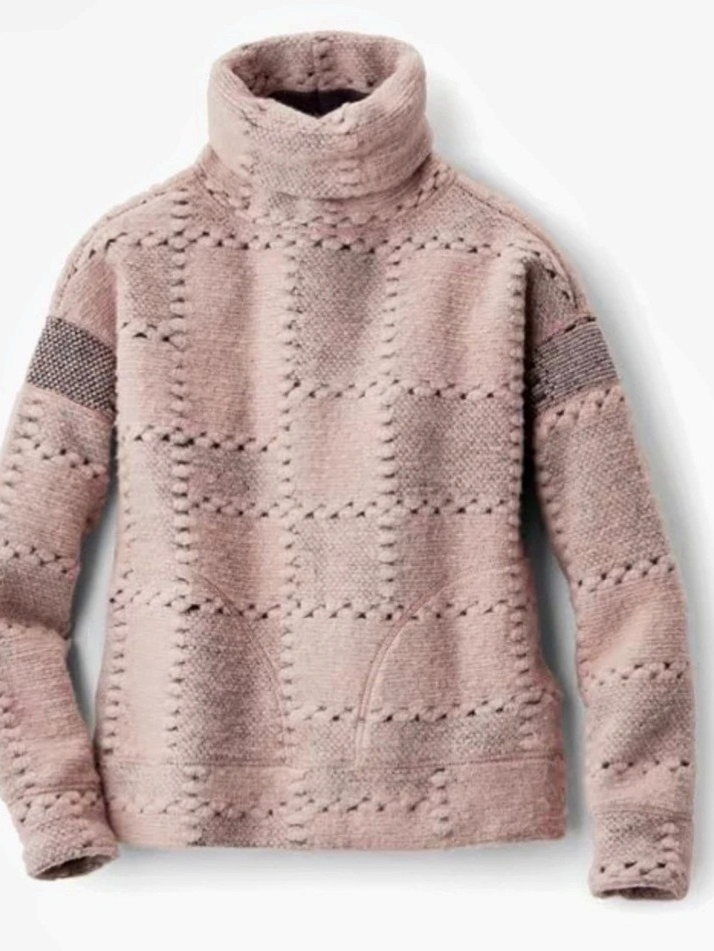 prAna Crestland Pullover Pink Geometric Turtleneck Sweater